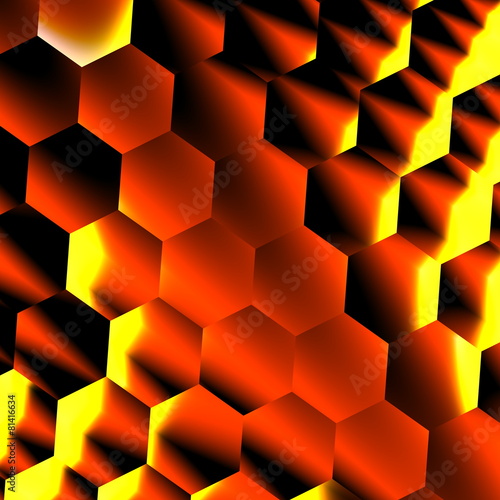 Hexagonal 3d Effect. Golden Geometric Background. Illustration.