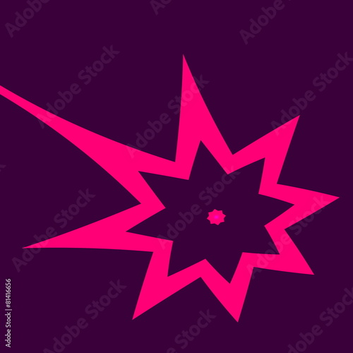 Abstract Isolated Star on Purple Background. Bomb Blast.