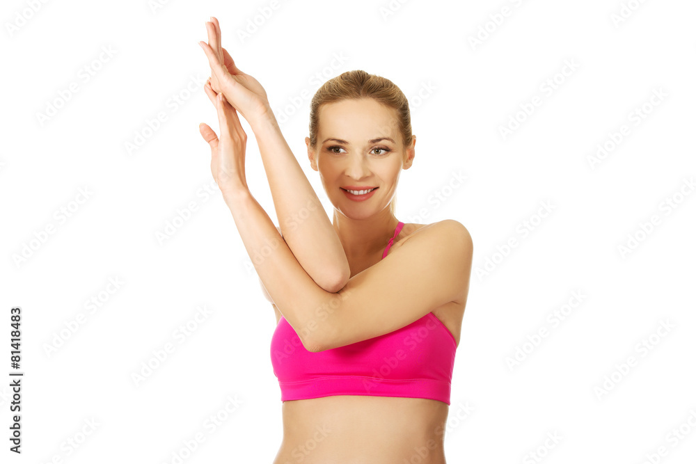 Pregnant woman relax doing yoga Pregnant woman relax doing yoga
