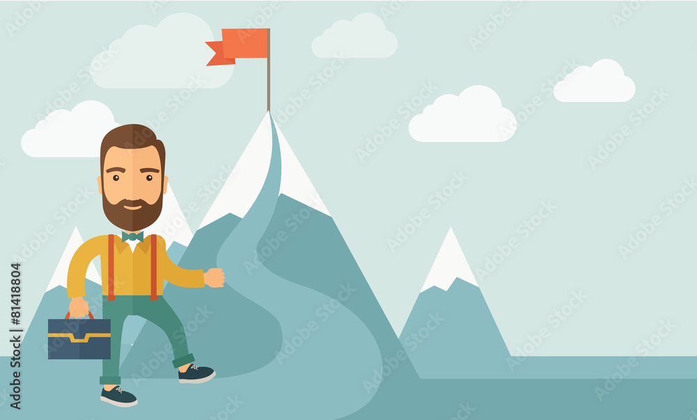 Businessman will climb to achieve success Businessman will climb to achieve success
