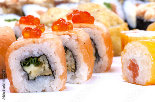 sushi and rolls