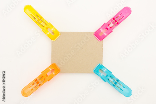 Cardboard with Four Colors Clothes Pins
