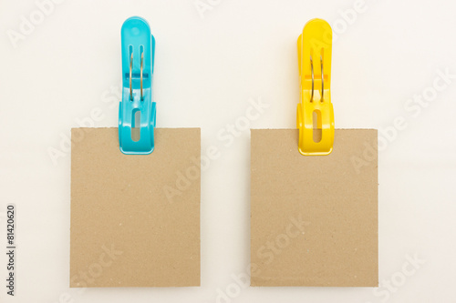 Two Cardboards - Blue and Yellow Clothes Pins