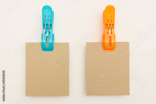 Two Cardboards - Blue and Orange Clothes Pins