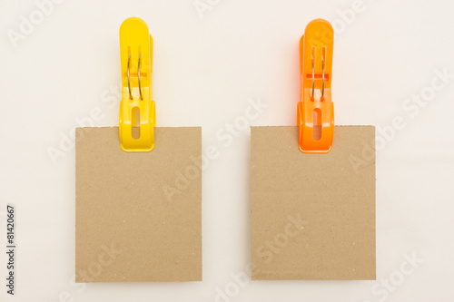Two Cardboards - Yellow and Orange Clothes Pins