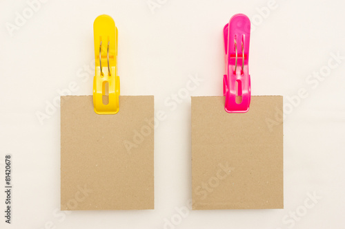 Two Cardboards - Yellow and Pink Clothes Pins