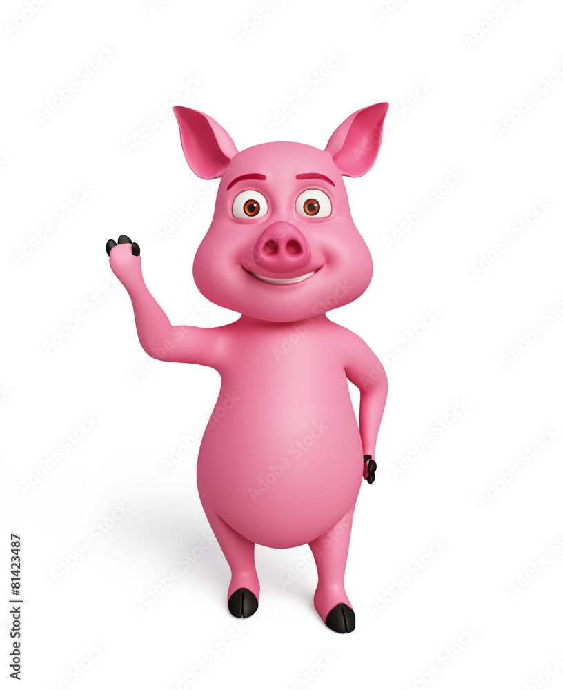 3d Pig with hi pose 3d Pig with hi pose