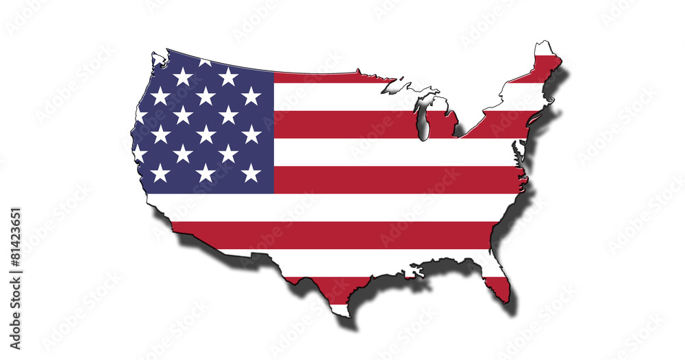 Outline of United States of America with USA flag Outline of United States of America with USA flag