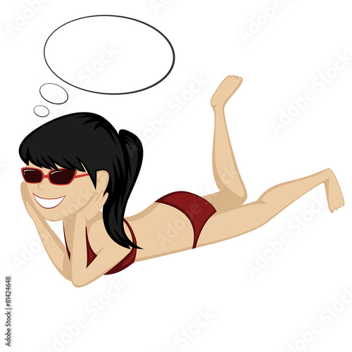 Lying on the beach - A pretty girl is relaxing.