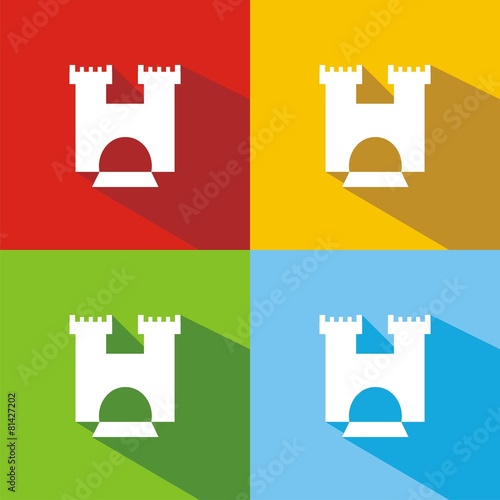 Iconos castillo 2 colores sombra