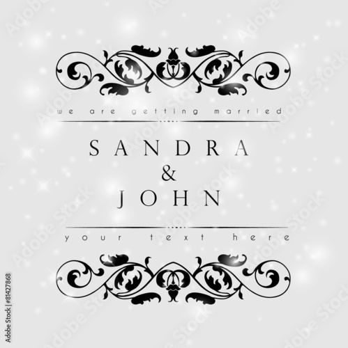 Wedding card or invitation with abstract floral background. Gree