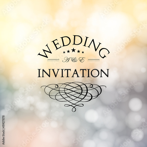 Wedding card or invitation with abstract floral background. Gree