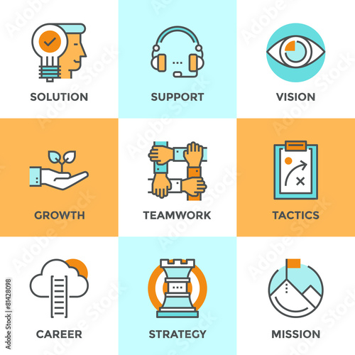 Success business metaphors line icons set