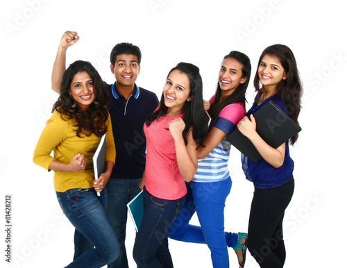 Young Indian/Asian group isolated on white background.