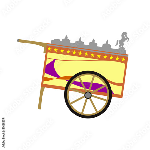 Vintage wooden ice cream cart isolated