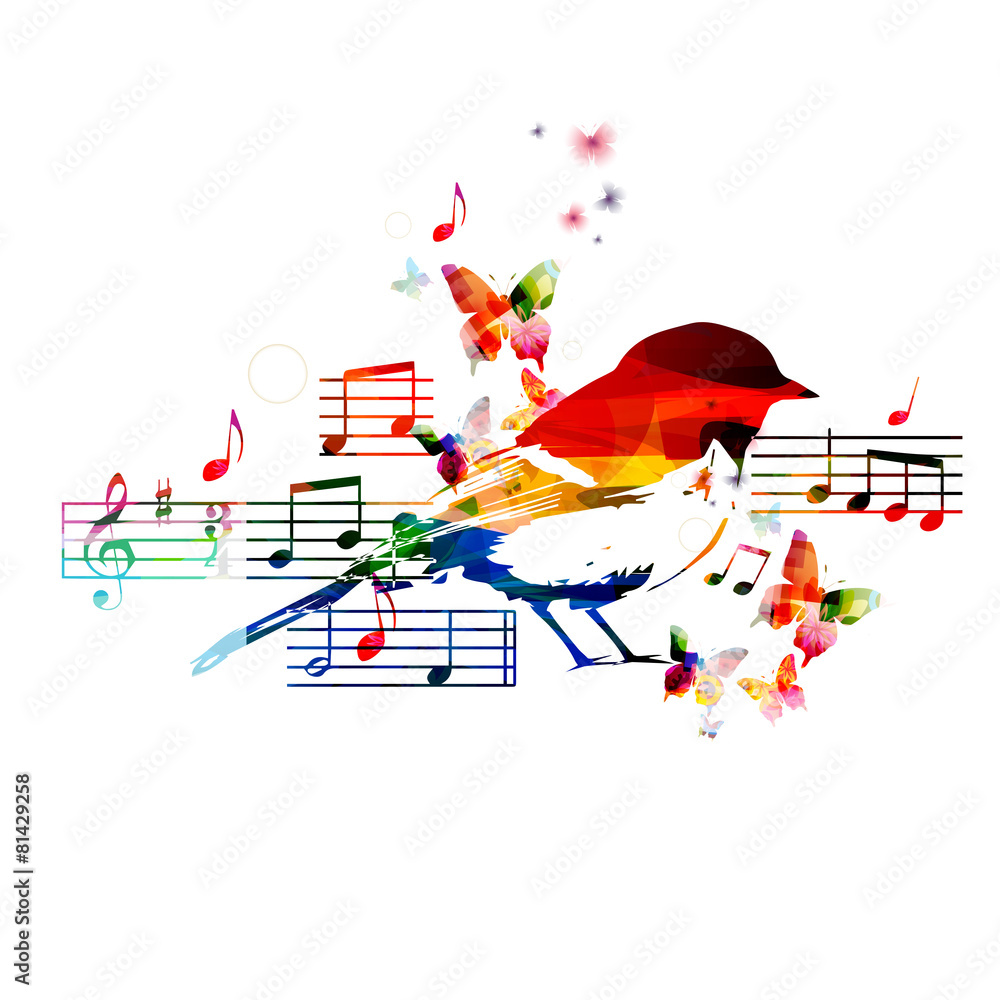 Fototapeta premium Colorful music design with bird