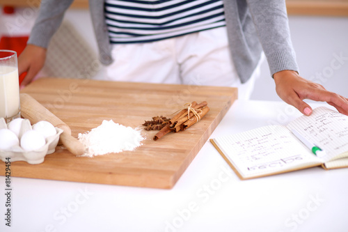 Baking ingredients for shortcrust pastry and plunger photo