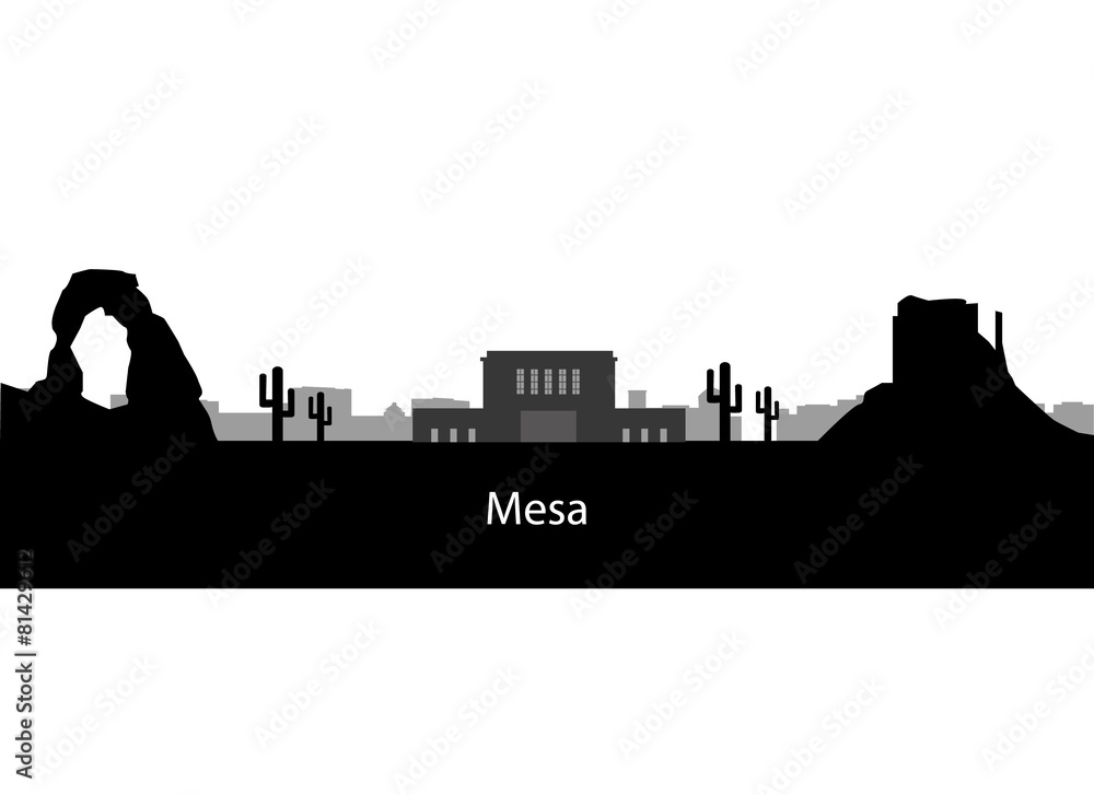 Mesa arizona  skyline. Detailed vector silhouette