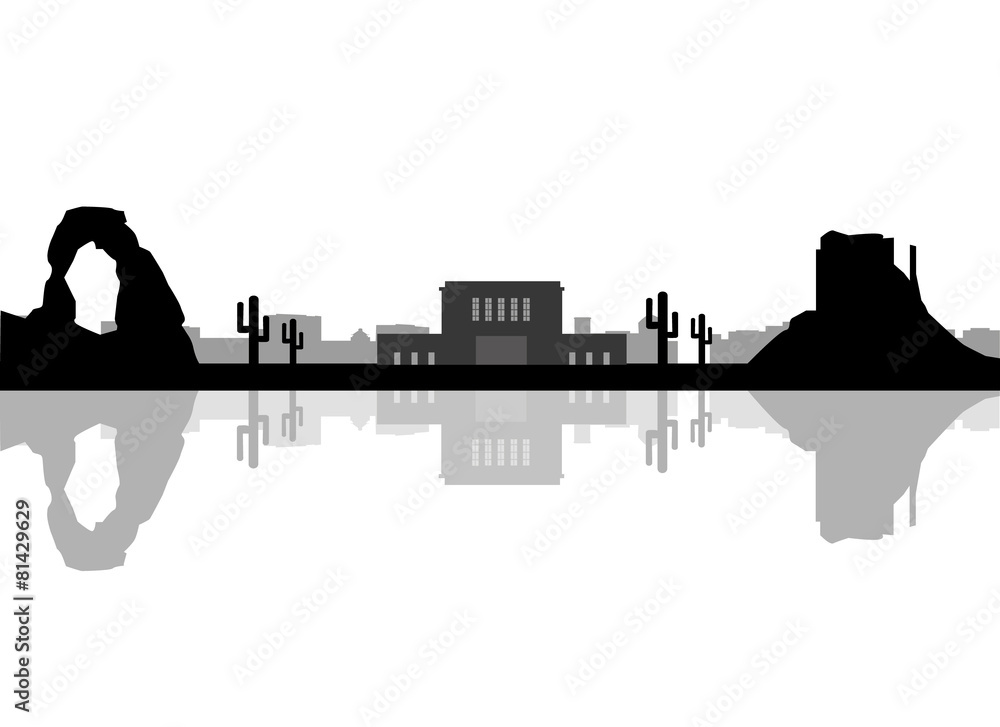 Mesa arizona skyline. Detailed vector silhouette