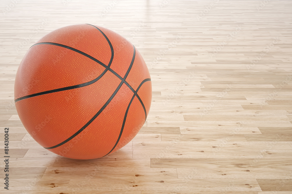 Illustration of a basketball on the wooden floor Illustration of a basketball on the wooden floor
