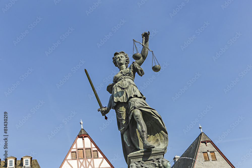 statue of Lady Justice in Frankfurt, Germany