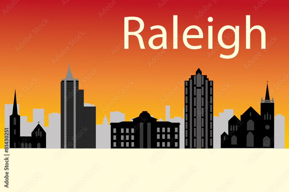 Cartoon skyline silhouette of the city of Raleigh, North Carolin Cartoon skyline silhouette of the city of Raleigh, North Carolin