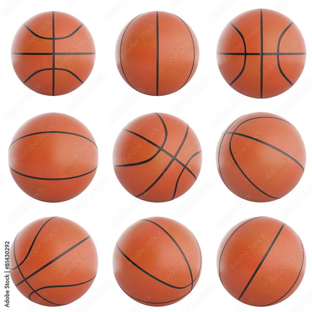 3d illustration of a set of basketball balls