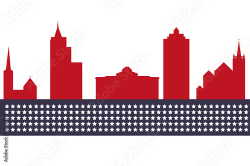 Cartoon skyline silhouette of the city of Raleigh  North Carolin