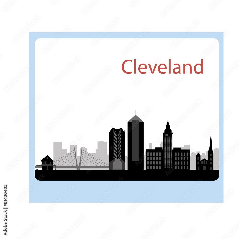 Cleveland, Ohio skyline. Detailed vector silhouette Cleveland, Ohio skyline. Detailed vector silhouette