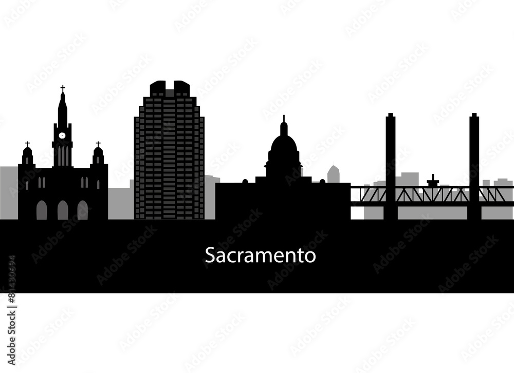 Sacramento skyline Detailed vector silhouette