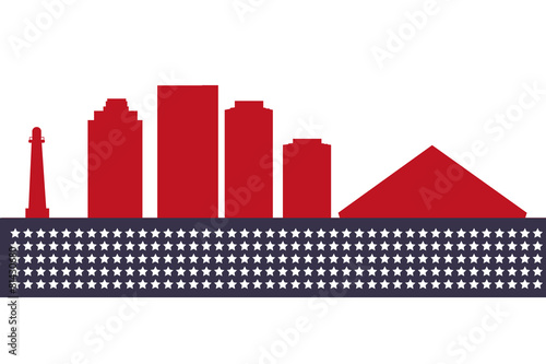 Long Beach skyline in editable vector file