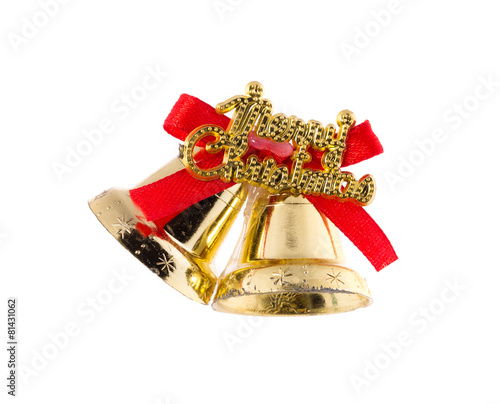 Red ribbon on Christmas kindle bell.
