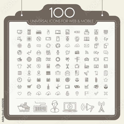 100 universal icons set