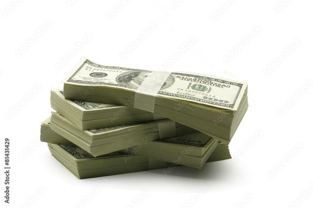 A lot of money on a white background A lot of money on a white background