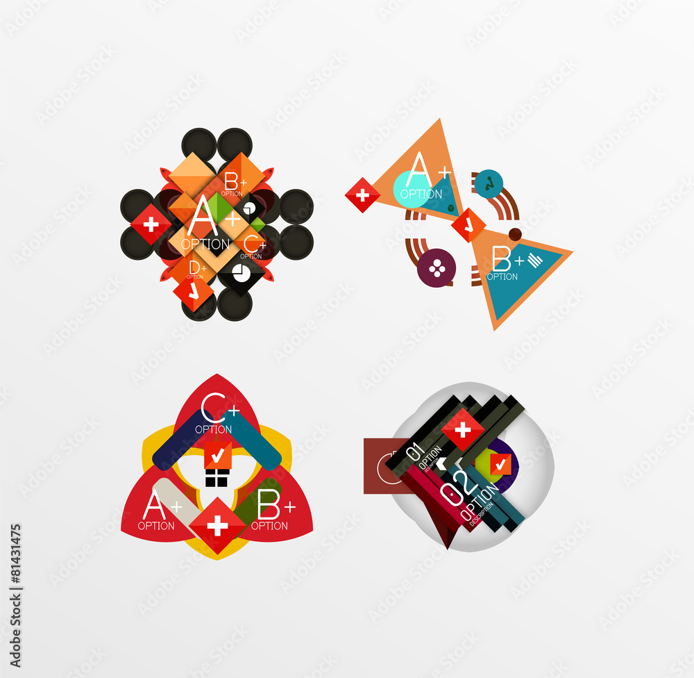 Set of abstract geometric shapes with options Set of abstract geometric shapes with options