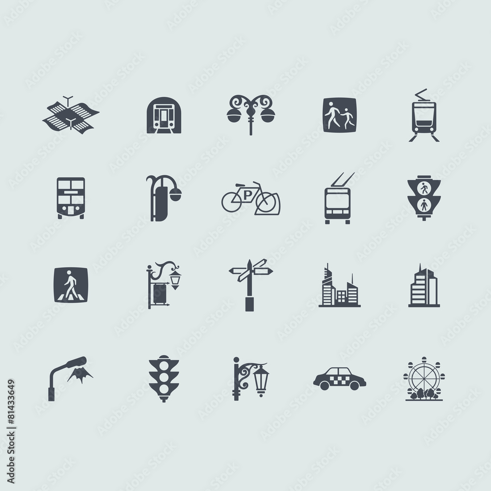 Fototapeta premium Set of city icons