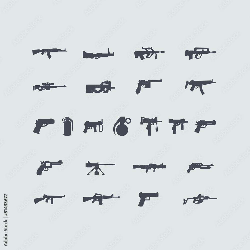 Set of fire weapon icons