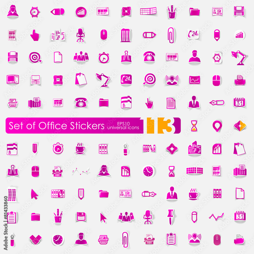 Set of office stickers Set of office stickers