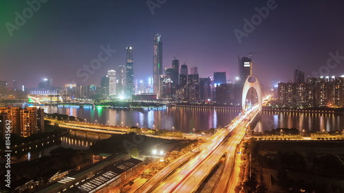 time lapse of zhujiang new town at night in guangzhou photo