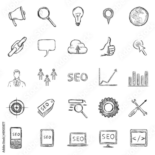 Vector Set of Sketch SEO Icons