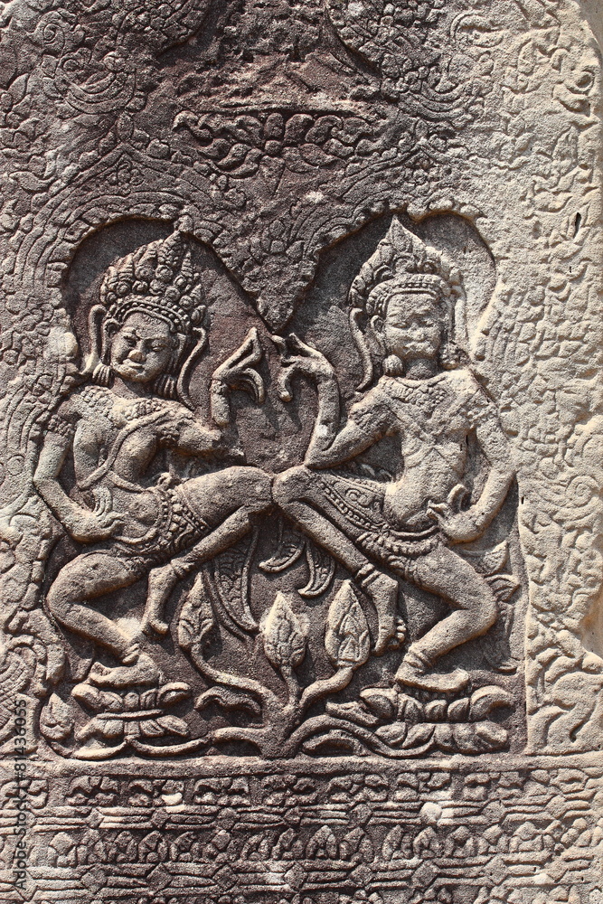 Particolare bassorilievo tempio di Angkor Particolare bassorilievo tempio di Angkor