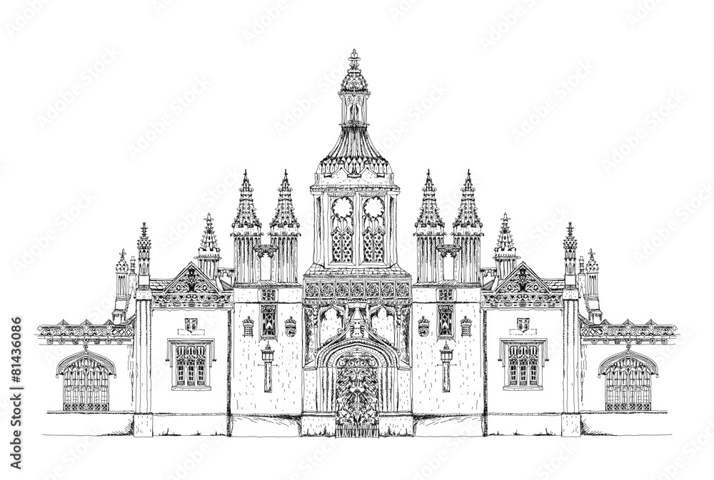 King's collage main entrance gate. Cambridge. Sketch collection