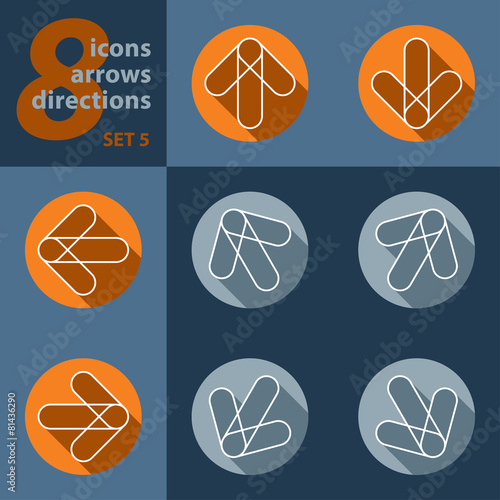 set of eight icons with arrows in all eight directions