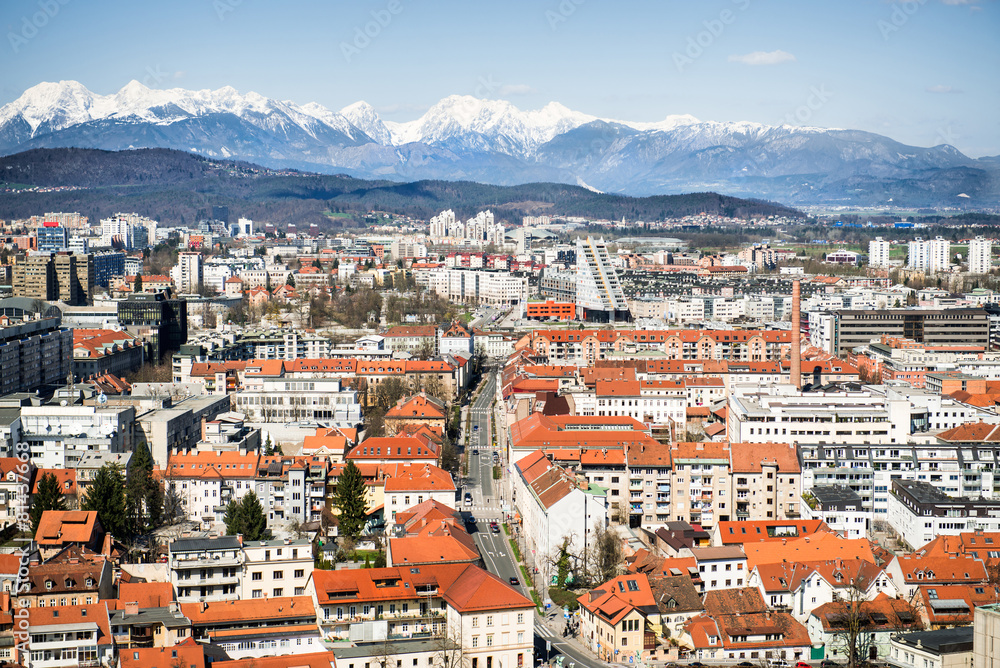 Top viev to Ljubljana city, the capital of Slovenia