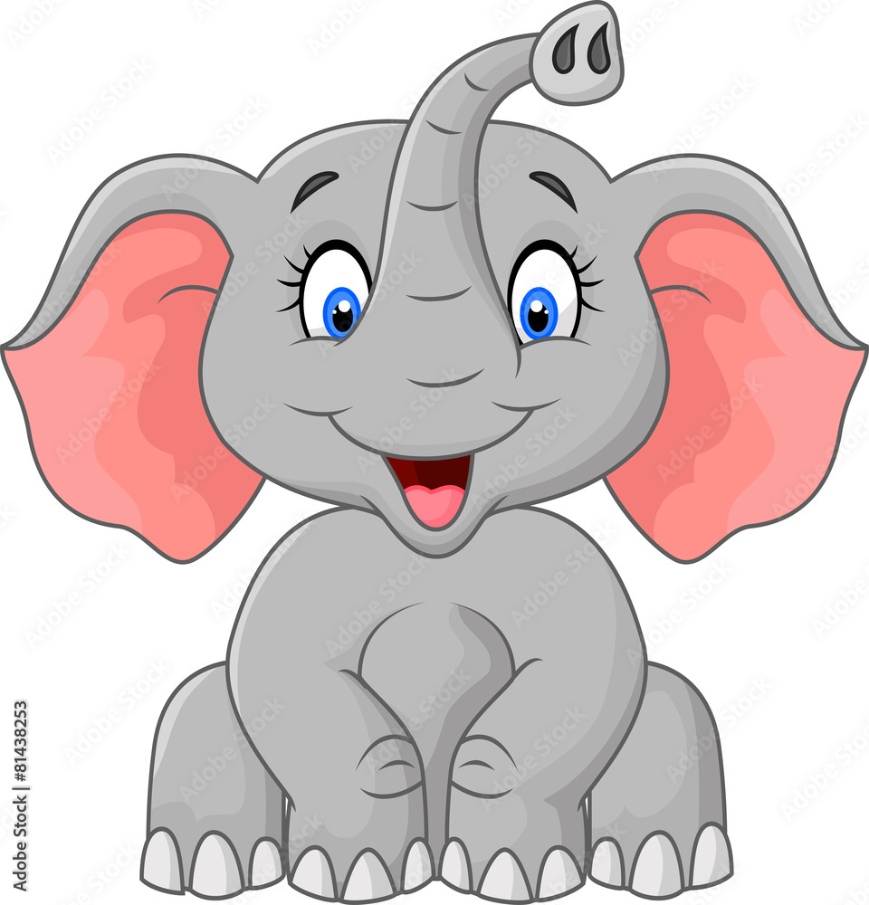 Naklejka premium Cute elephant cartoon sitting