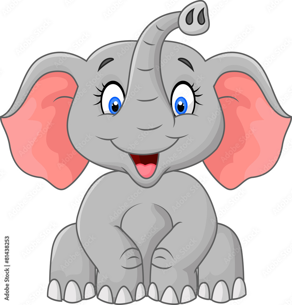 Obraz premium Cute elephant cartoon sitting