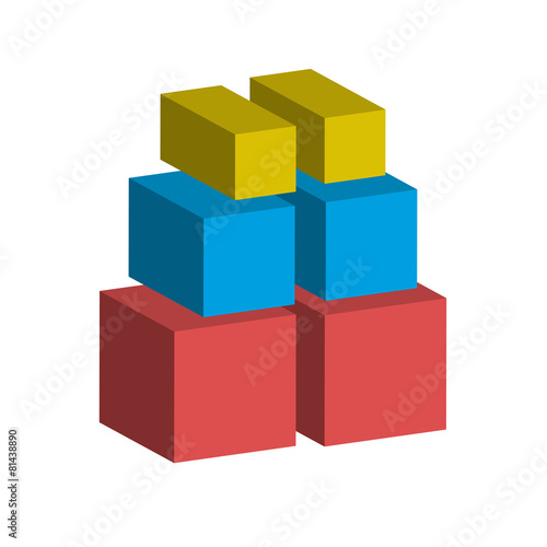 colorful 3d blocks for use as logo or design element