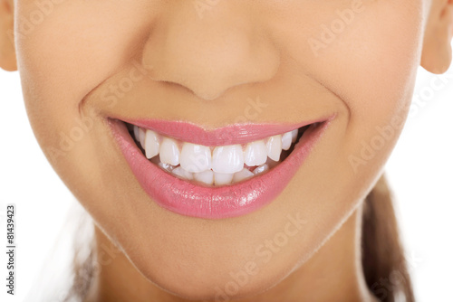 Woman s mouth with perfect smile.