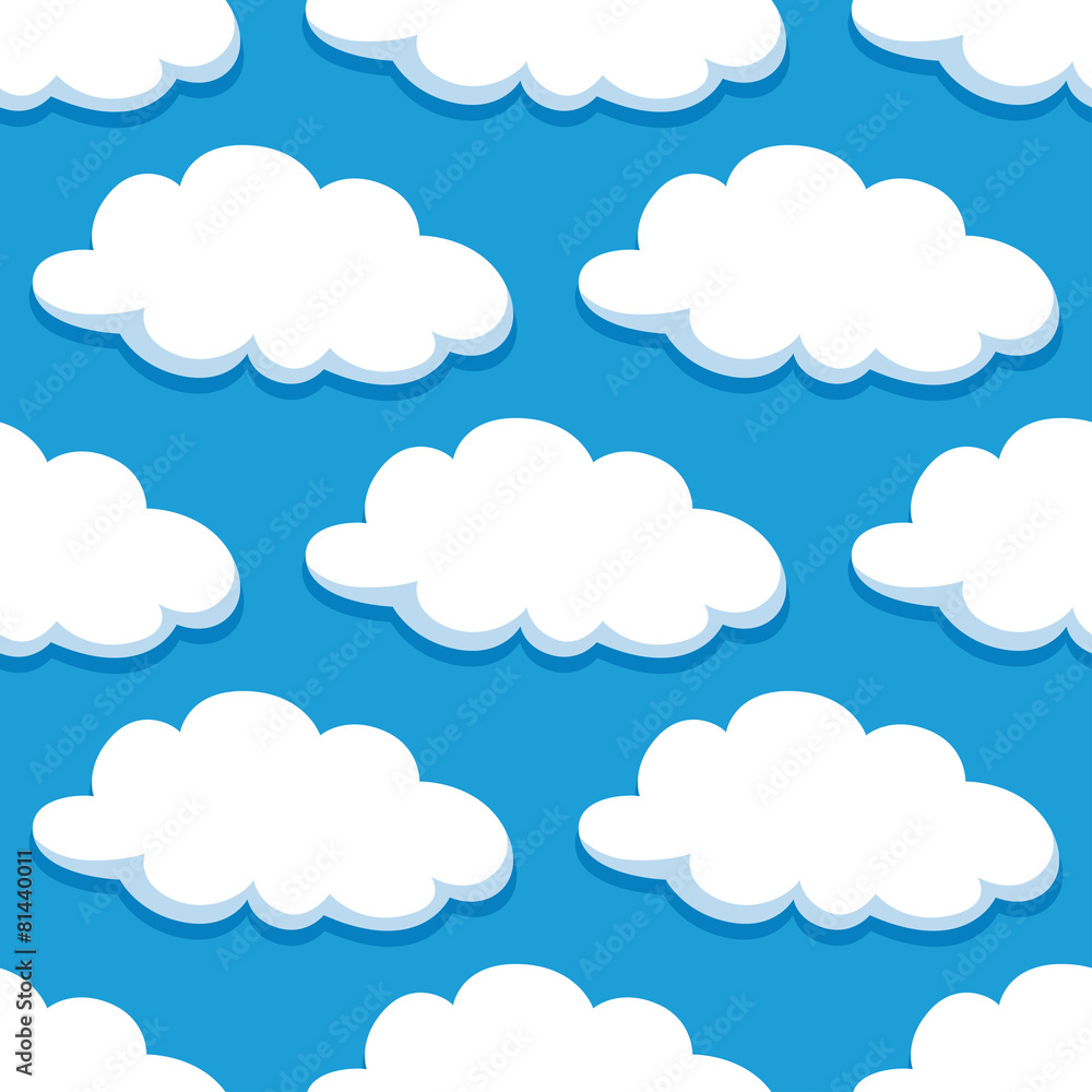 Cartoon seamless pattern with white clouds