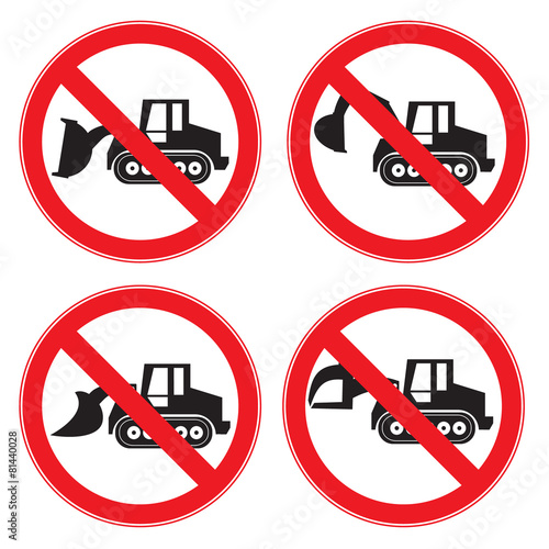 Stop Sign . No entry  Sign Vector .  machine  Crawler Dozer Load photo